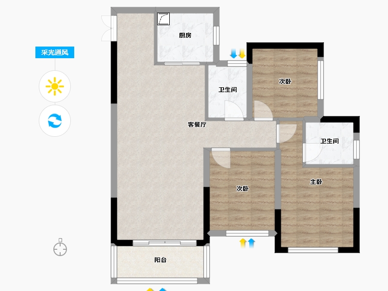 四川省-绵阳市-金域府公园里-90.00-户型库-采光通风