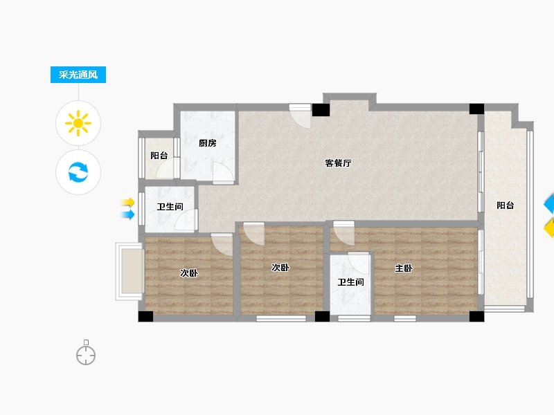 云南省-思茅市-盛景湾-109.00-户型库-采光通风