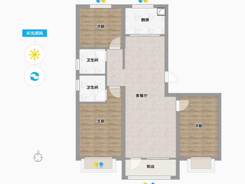 河北省-唐山市-万润壹号-92.00-户型库-采光通风