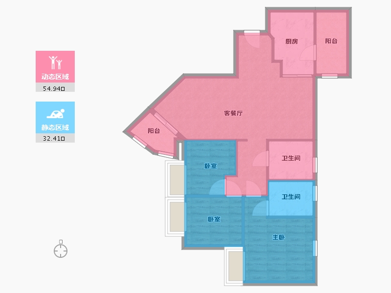 广东省-广州市-新世界逸彩庭园-82.43-户型库-动静分区