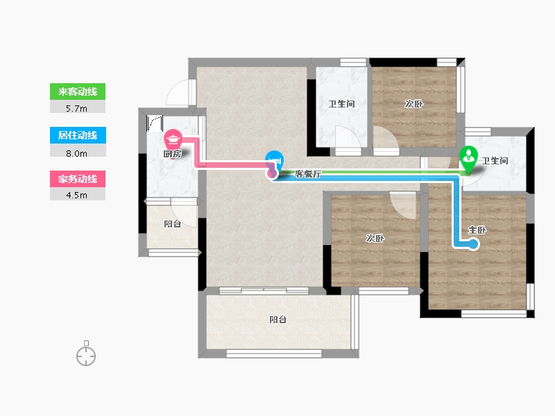 四川省-乐山市-阳光青江壹号-80.00-户型库-动静线