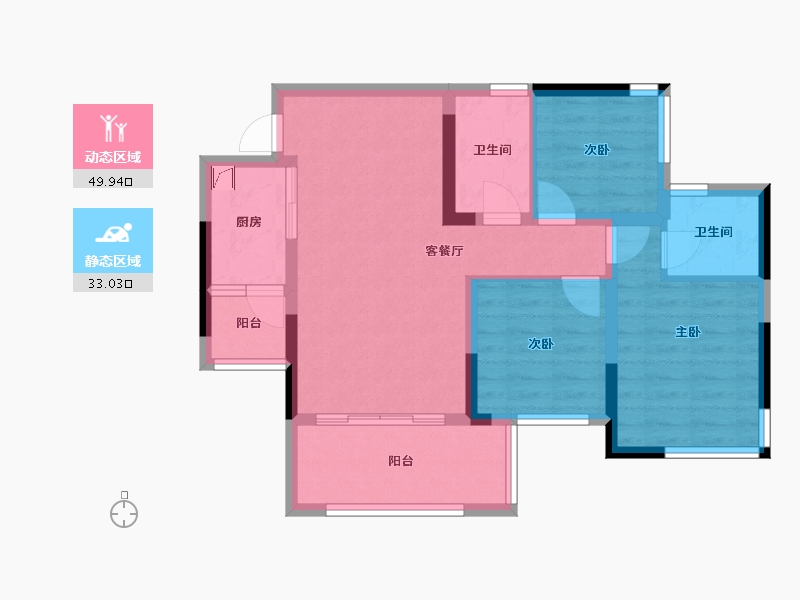 四川省-乐山市-阳光青江壹号-80.00-户型库-动静分区