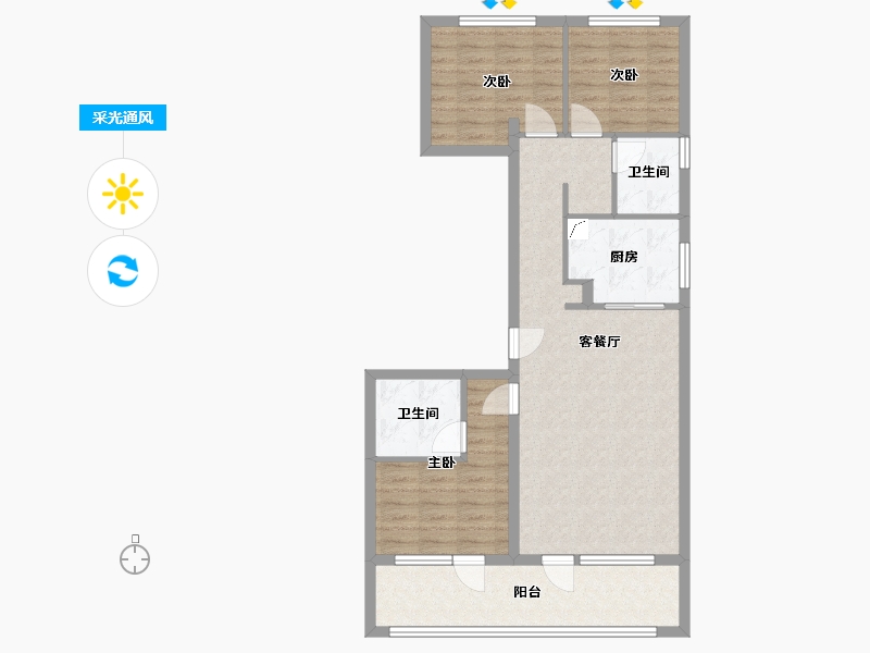 山东省-青岛市-逸山-92.00-户型库-采光通风