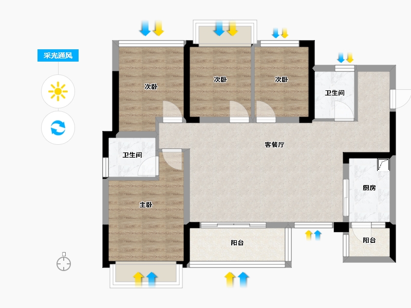 四川省-德阳市-金科集美公馆-101.00-户型库-采光通风