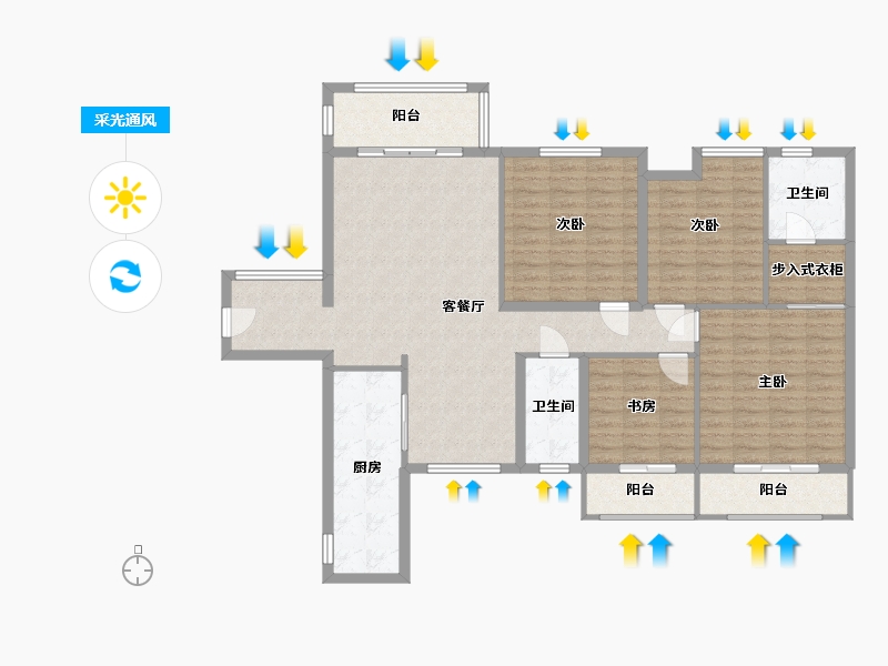 湖南省-长沙市-中建芙蓉嘉苑-120.00-户型库-采光通风