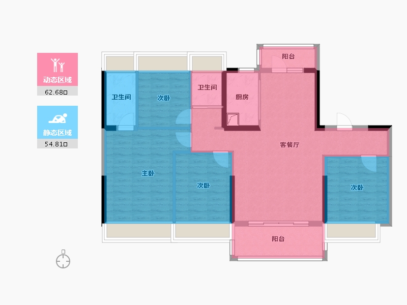 湖北省-黄石市-碧桂园三期桃源-110.00-户型库-动静分区