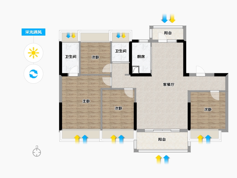 湖北省-黄石市-碧桂园三期桃源-110.00-户型库-采光通风