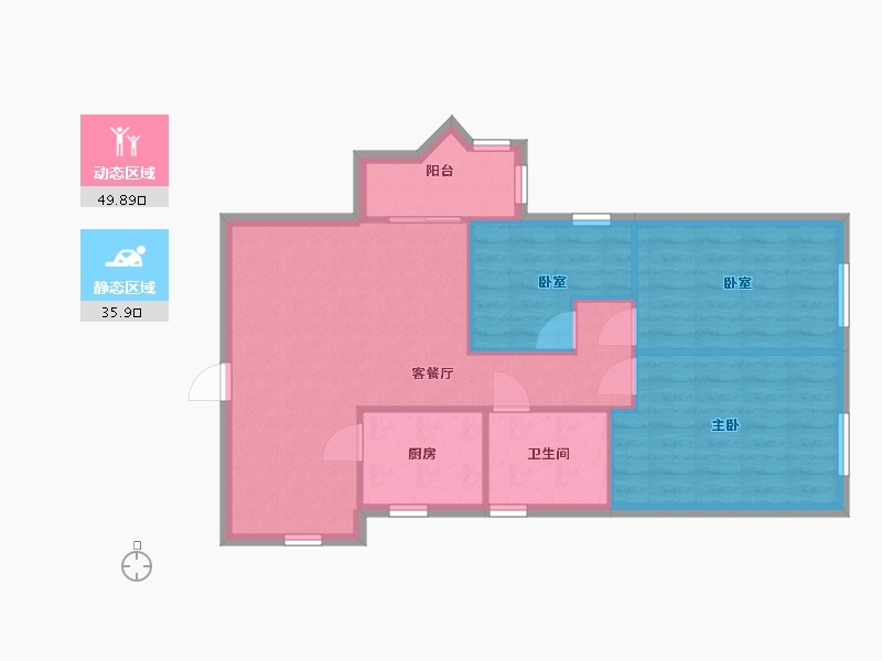 广东省-广州市-翠竹苑-88.31-户型库-动静分区