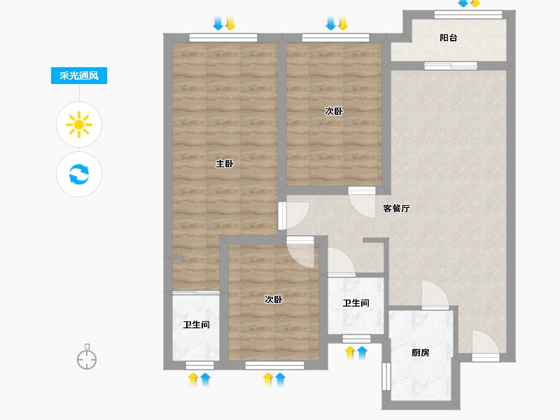 河南省-安阳市-水木清华-85.00-户型库-采光通风