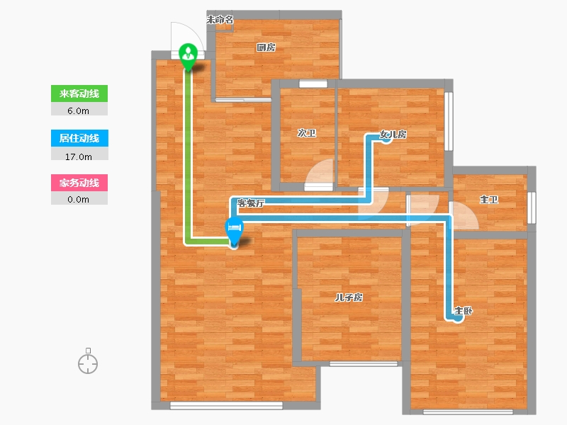 四川省-宜宾市-鑫洋&lsquo;天著-85.79-户型库-动静线