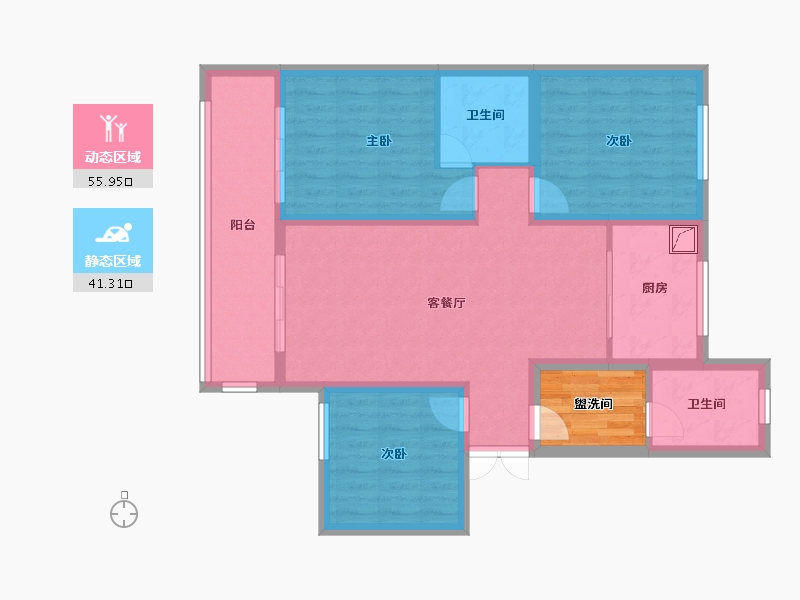 陕西省-宝鸡市-海澜湾-100.00-户型库-动静分区