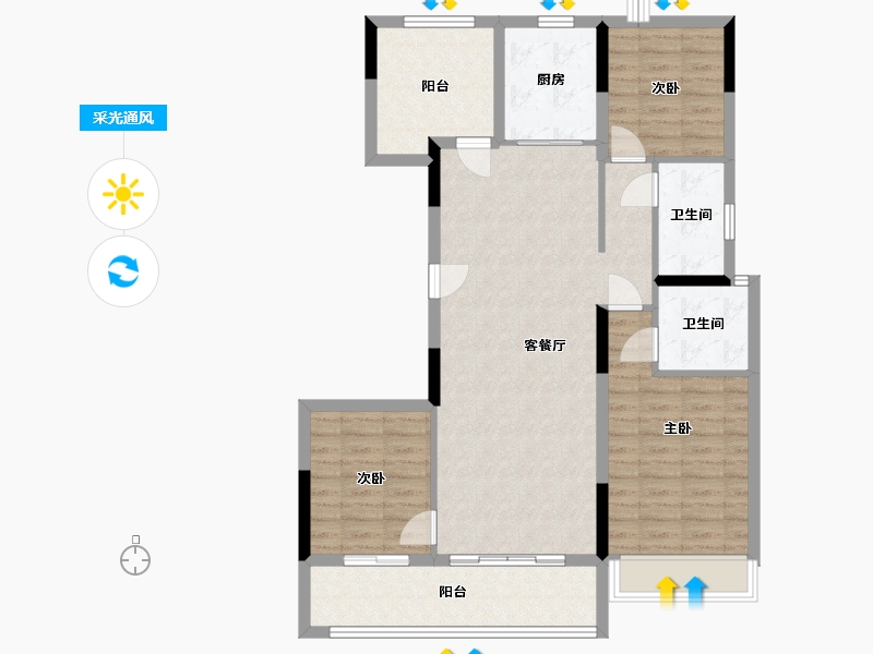 湖南省-长沙市-建发玖洲和玺-110.00-户型库-采光通风