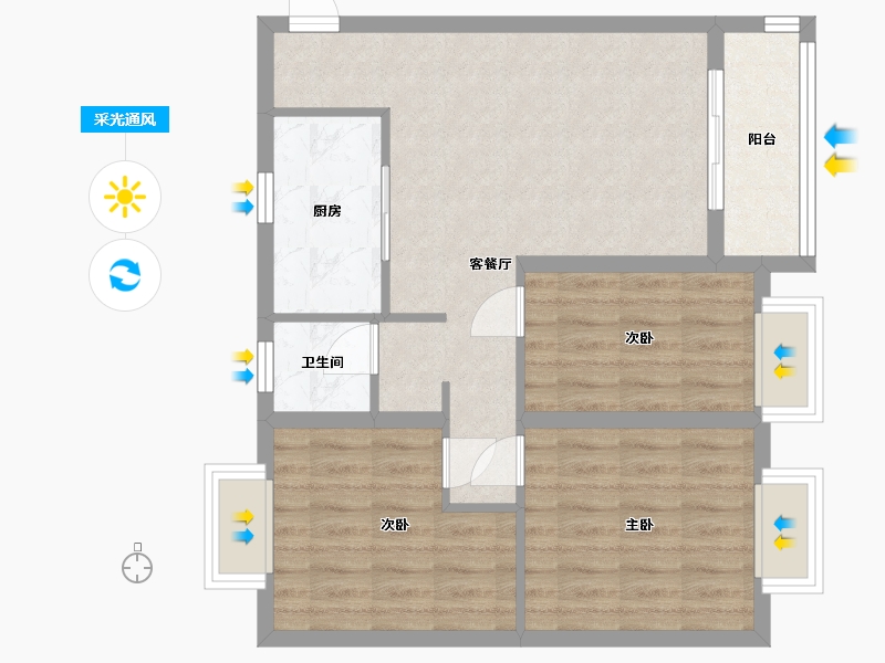 湖南省-郴州市-梦圆福城·北苑-80.00-户型库-采光通风