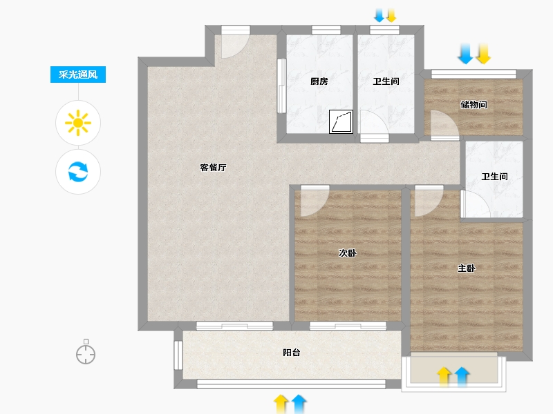 安徽省-亳州市-鼎吉万和府-82.34-户型库-采光通风