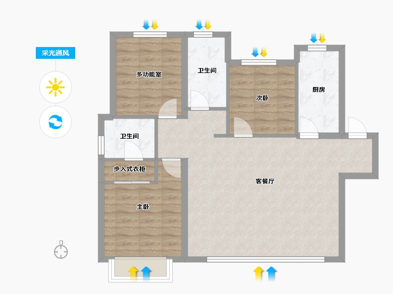 内蒙古自治区-乌兰察布市-绿地·新里城-92.98-户型库-采光通风