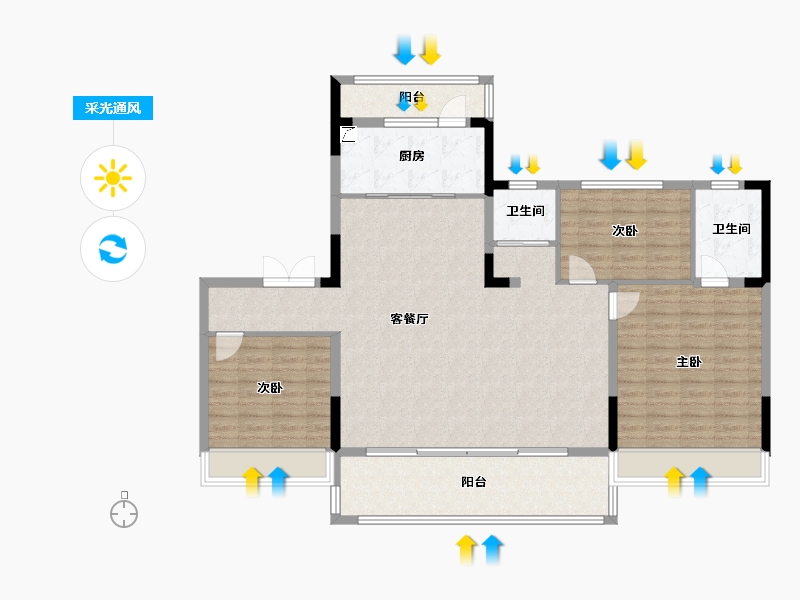 安徽省-宣城市-碧桂园-126.00-户型库-采光通风