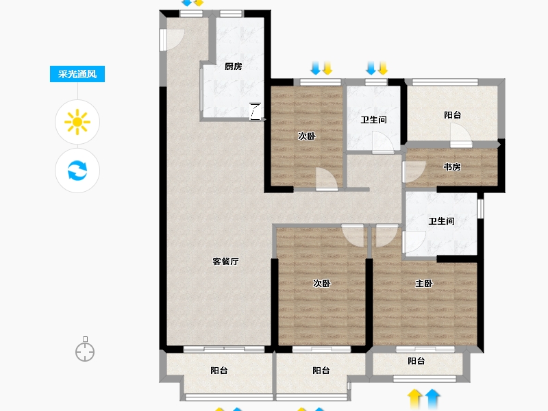 福建省-漳州市-国贸珑溪大观-122.00-户型库-采光通风