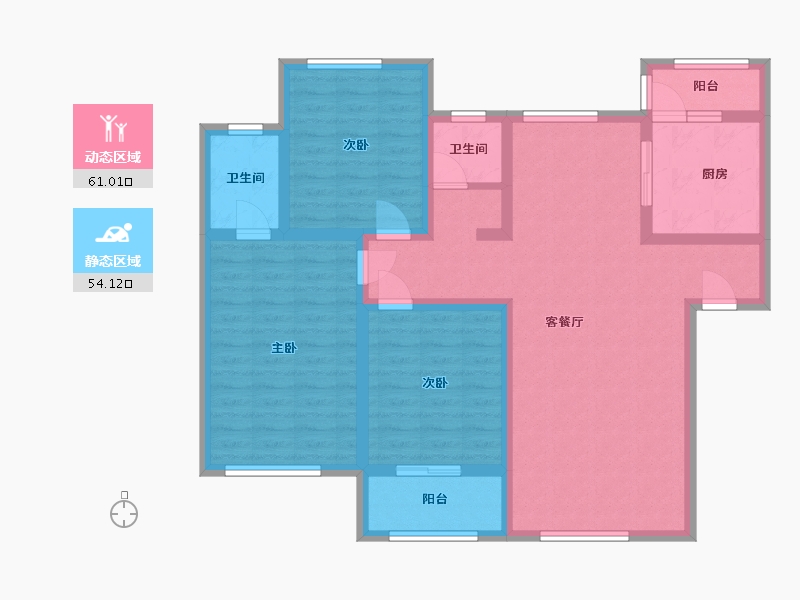 陕西省-宝鸡市-轩苑·悦华府-128.00-户型库-动静分区