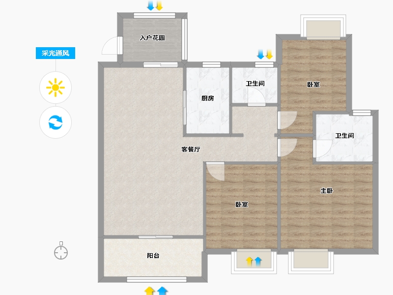 贵州省-贵阳市-世纪城-103.60-户型库-采光通风