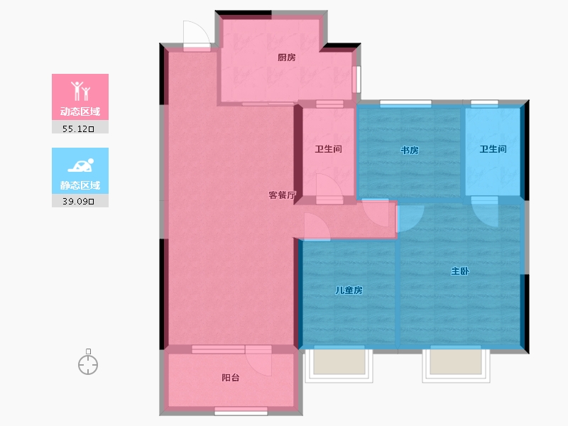 辽宁省-锦州市-西湖雅居-100.00-户型库-动静分区