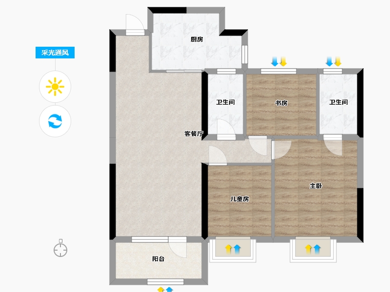 辽宁省-锦州市-西湖雅居-100.00-户型库-采光通风