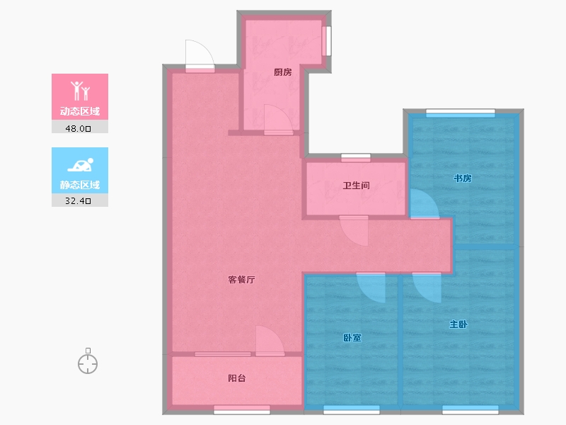 辽宁省-沈阳市-十里锦城春树-96.87-户型库-动静分区