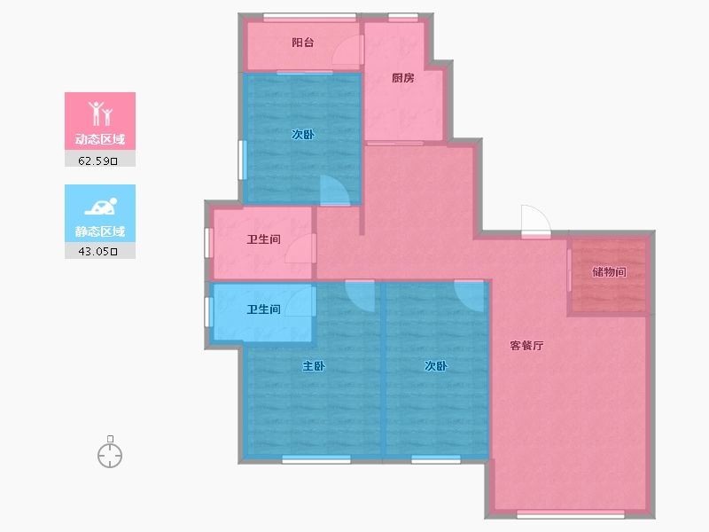 黑龙江省-哈尔滨市-香林名苑-95.00-户型库-动静分区