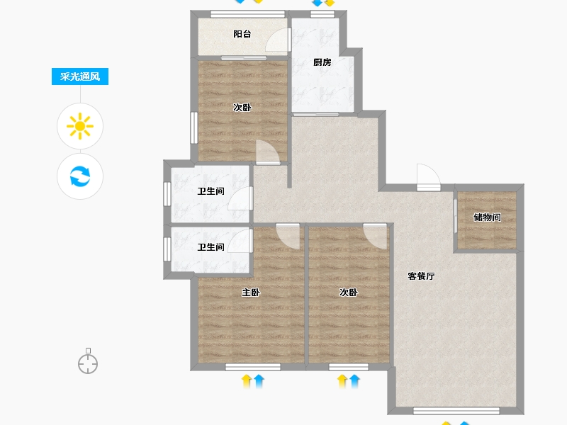 黑龙江省-哈尔滨市-香林名苑-95.00-户型库-采光通风