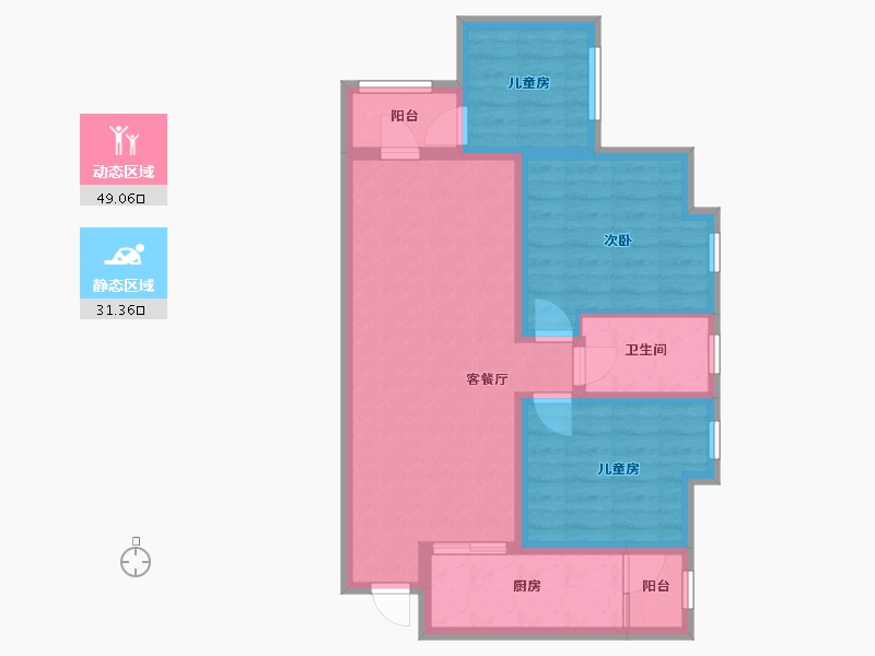 重庆-重庆市-香缇亚纳-70.41-户型库-动静分区