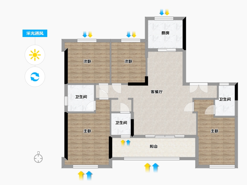 福建省-福州市-滨海壹号院-118.00-户型库-采光通风