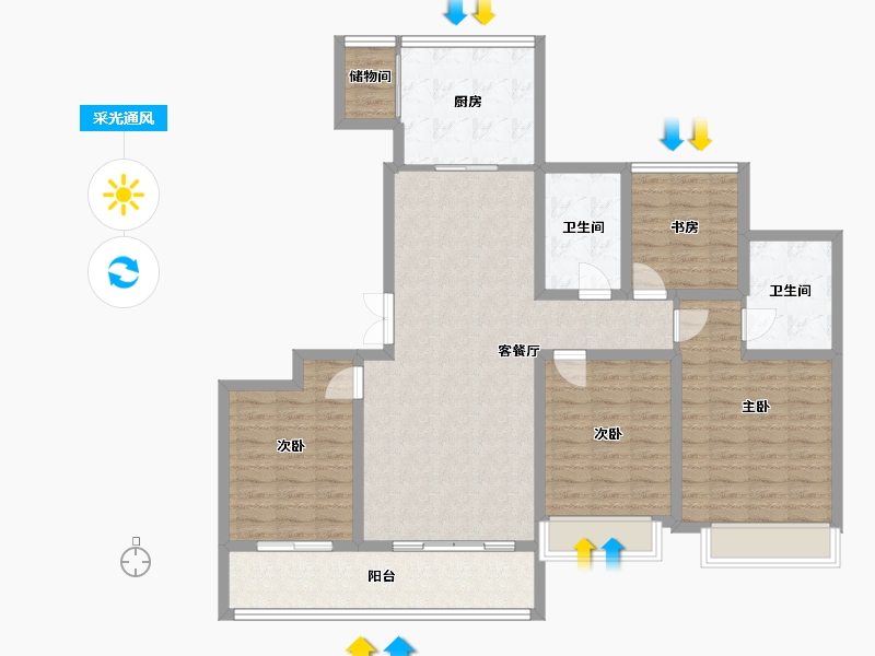 浙江省-嘉兴市-星谷-120.00-户型库-采光通风