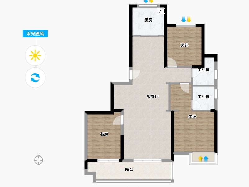 江西省-九江市-金鹏城-106.00-户型库-采光通风