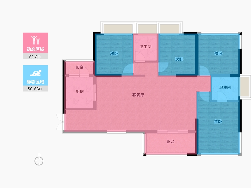 四川省-达州市-铁投·锦悦半岛-105.00-户型库-动静分区