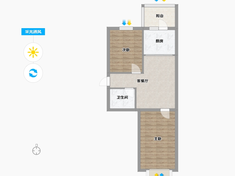 黑龙江省-哈尔滨市-柒季城小区-北区-58.67-户型库-采光通风