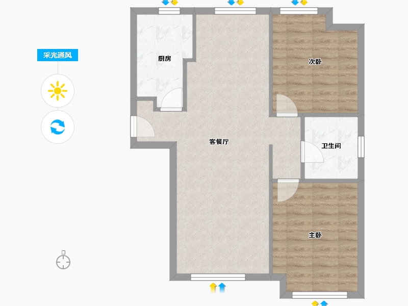 河北省-廊坊市-嘉都嘉和苑-70.00-户型库-采光通风