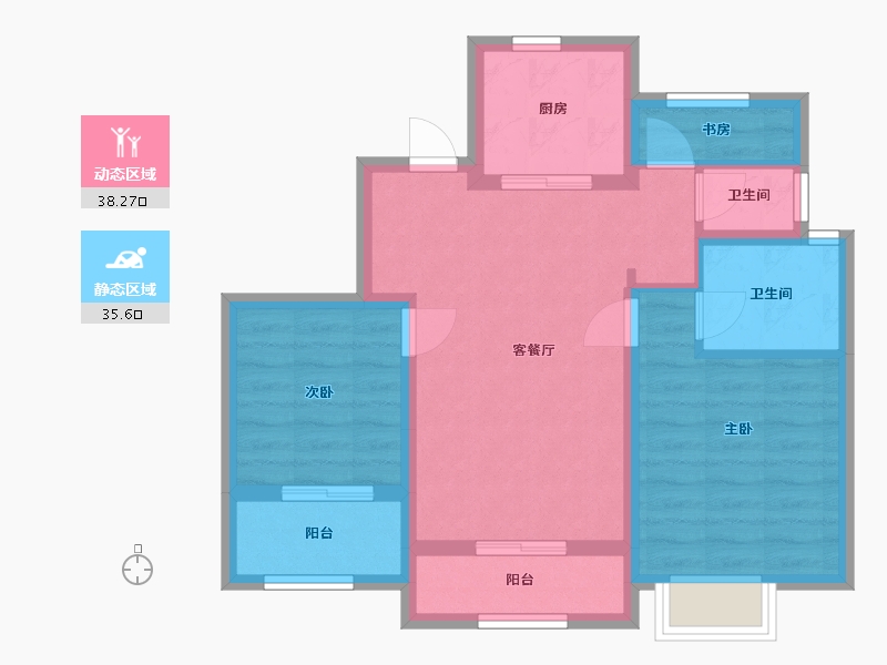 浙江省-温州市-中梁新都会-65.00-户型库-动静分区