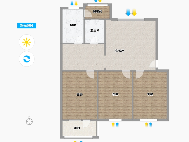 内蒙古自治区-包头市-佳园小区-120.00-户型库-采光通风