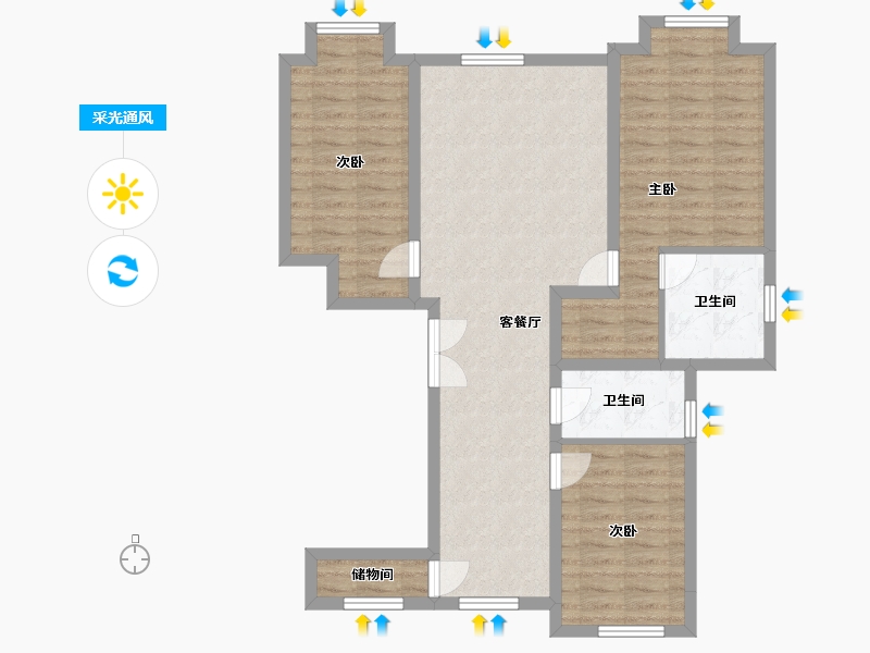 河北省-保定市-朝阳首府澜园北区-96.00-户型库-采光通风