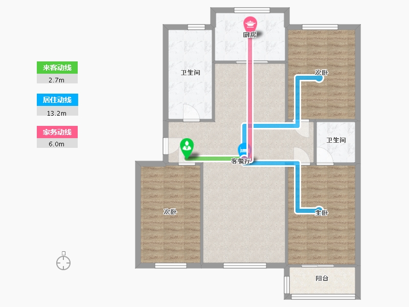 河北省-石家庄市-卓达玫瑰园-90.00-户型库-动静线