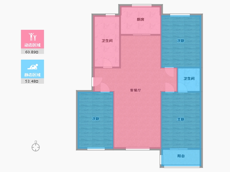 河北省-石家庄市-卓达玫瑰园-90.00-户型库-动静分区