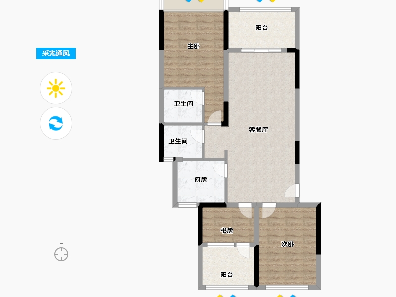 浙江省-金华市-横店新天地-92.00-户型库-采光通风