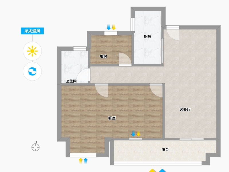 浙江省-宁波市-绿地海湾新城-68.00-户型库-采光通风