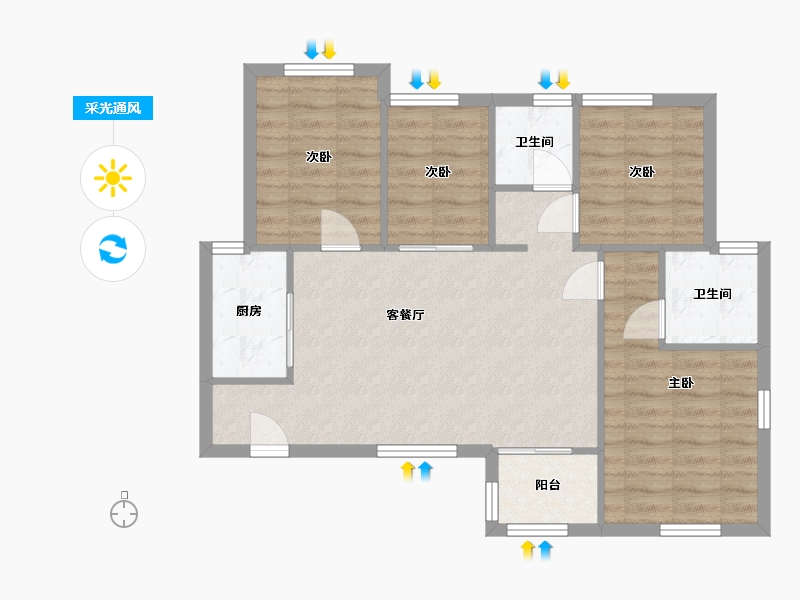 福建省-厦门市-龙湖春江天玺-84.60-户型库-采光通风