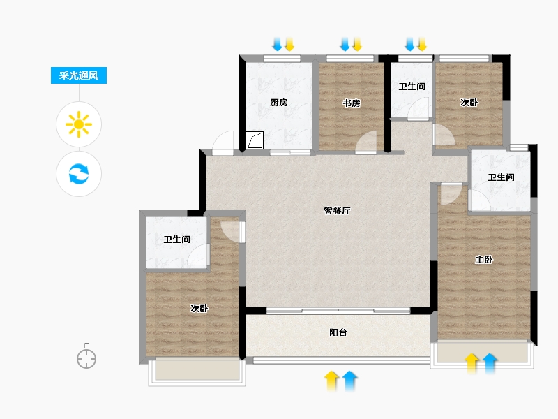 浙江省-杭州市-春知海棠苑-160.00-户型库-采光通风