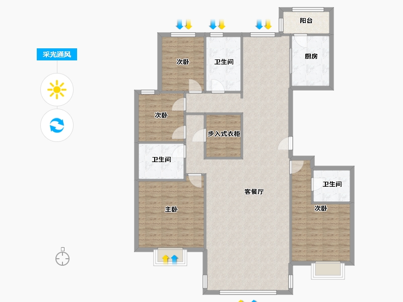 河北省-廊坊市-狮子城海棠园-170.00-户型库-采光通风