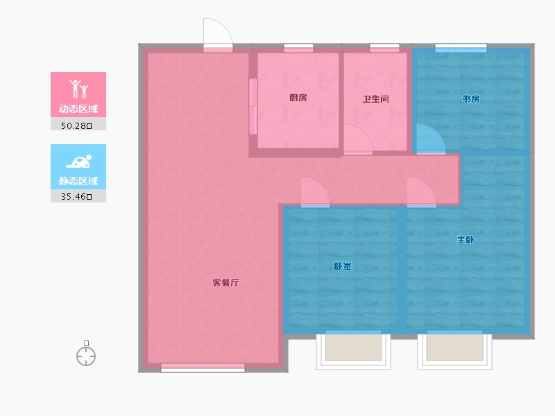 甘肃省-兰州市-银河国际-77.00-户型库-动静分区