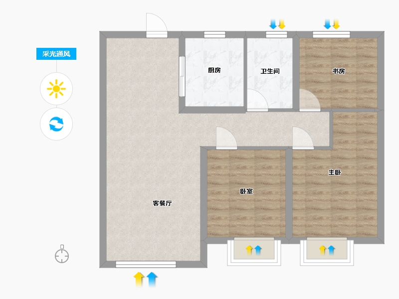 甘肃省-兰州市-银河国际-77.00-户型库-采光通风