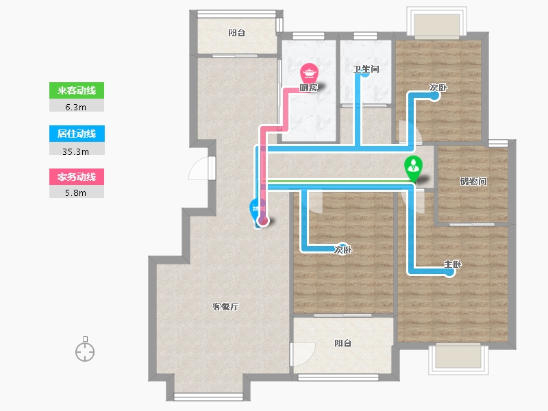 江苏省-苏州市-蠡墅花园-天怡苑-100.00-户型库-动静线