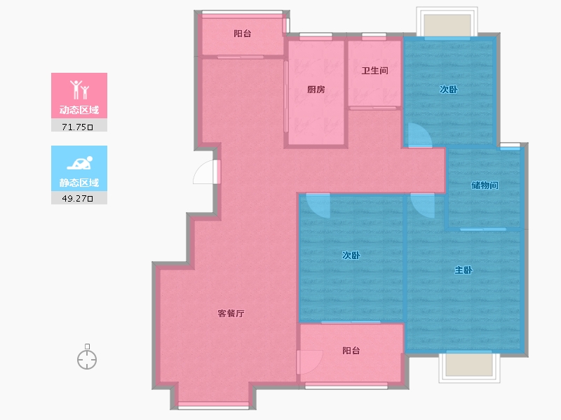 江苏省-苏州市-蠡墅花园-天怡苑-100.00-户型库-动静分区