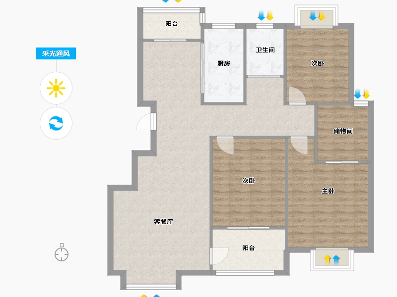 江苏省-苏州市-蠡墅花园-天怡苑-100.00-户型库-采光通风